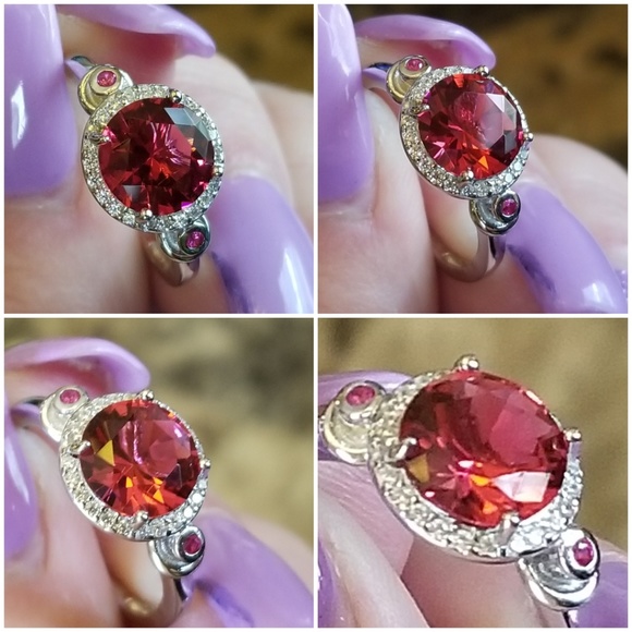Genuine 3CT Ruby, Pink/White Sapphire Ring 7 & 8 - Picture 3 of 10